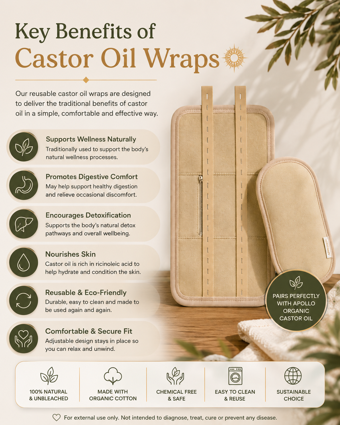 Organic Cotton Castor Oil Wrap Set